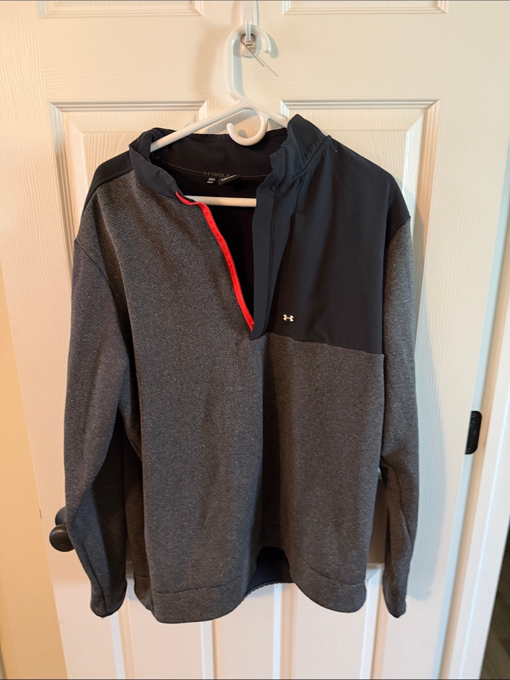 Under Armour Men’s Charcoal & Black Quarter-Zip Pullover with Red Trim